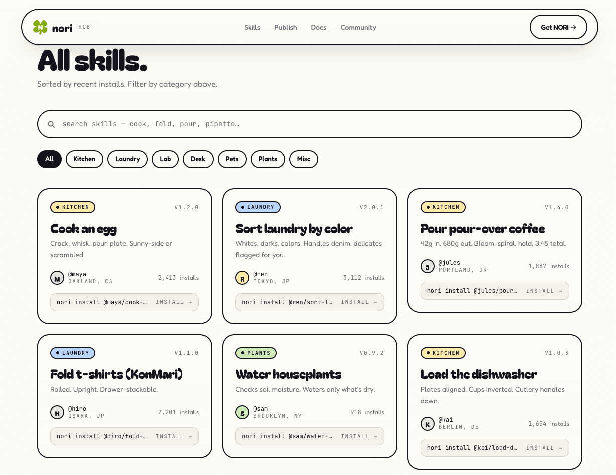 NORI Skill Hub marketplace